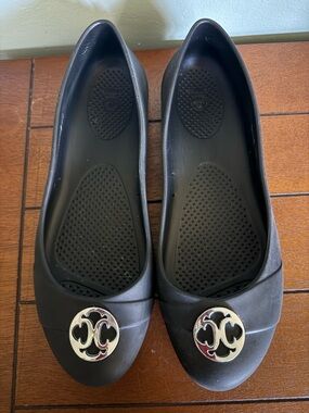 Crocs Women’s Gianna Silver Disc Ballet Slip On Flats Black Size 11